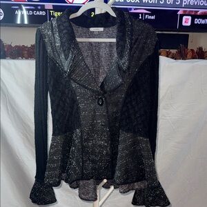 Sioni Black and Gray Knit Cardigan
